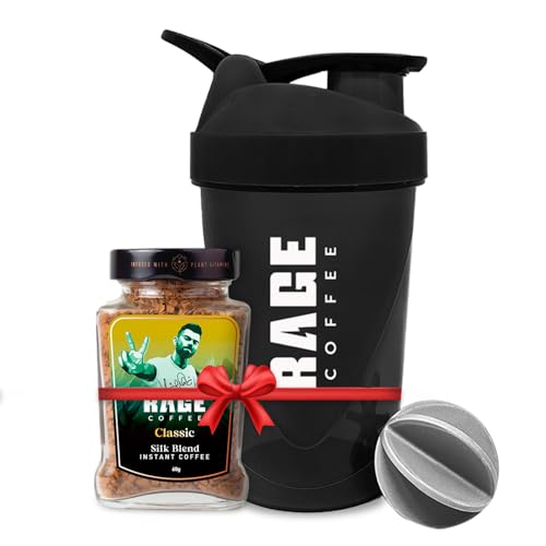 Image of RAGE COFFEE Silk Blend Classic 60 Gm + Multi-Purpose Shaker | Ideal For Gym, Protein Shakes & Coffee - Powder, Bottle