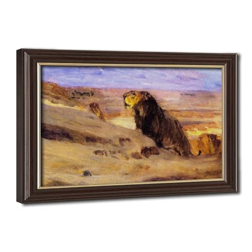 Impression sur toile Lions dans le désert pour décoration murale de bureau chic