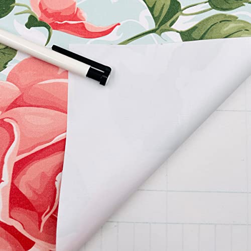Forro de estantes rosa de 17.7 pulgadas y 2 rollos de papel adhesivo de flores para muebles 4