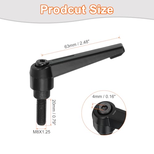 Image of uxcell 4Pcs M8 x 20mm Adjustable Knobs Handle Male Thread Push Button Ratchet Quick Release Locking Rotating Bolt for Lathe Machinery, Black