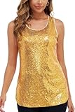 Henly Damen Pailletten Tops Ärmellos Sparkle Pailletten Tank Top Schimmer Weste Glitzer Camisole, 1...