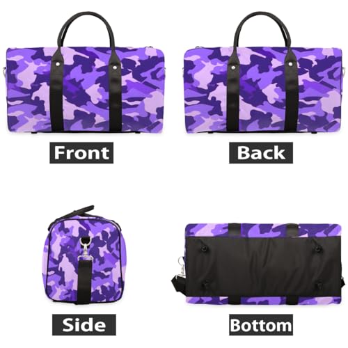 Duffel Bags Fashion Purple Camo Large Tote Bag Camouflage Texture Overnight Travel Bags for Women Men Lightweight Duffel Bag Adjustable Strap Carry On Bag Waterproof Gym Travel Bag2