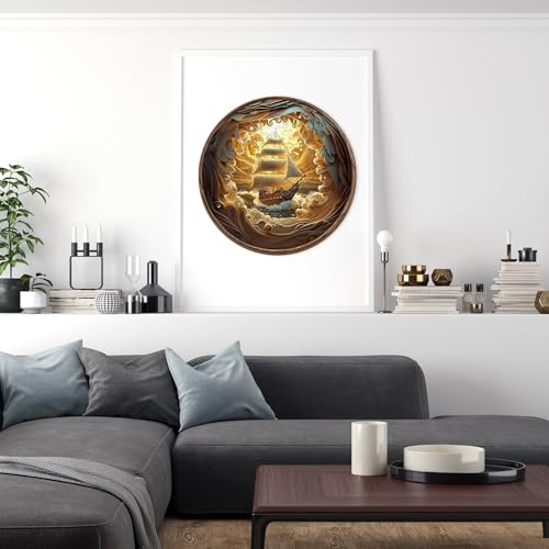 Wooden Puzzles for Adults, 3D Vision Effect-3D Sailing Wood Puzzles Adult, Unique Shaped Wooden Jigsaw Puzzle, Creative Gifts for Friends/Family/Puzzle Lovers, Home Decor(S-8.5 * 8.5in 100pcs) - Image 7