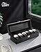 Uten Watch Box, 6 Slots Watch Case, Watch Organizer Jewelry Storage with Large Glass Lid, Black Lining, Watch Display Box for Men & Women Gift