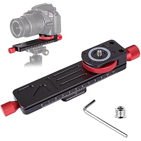 Fotoconic All Metal Wormdrive Macro Focusing Rail Slider/ Close-up Shooting Clamp Plate 115mm Adjustment Compatible Arca/RRS Lever Clamp with 1/4" Screw &3/8" Thread for DSLR Camera Tripod Ballhead Cover