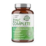 Purity Labs Pure Zinc Gluconate Supplement 50MG with Vitamin C - Powerful Antioxidant for Immune...