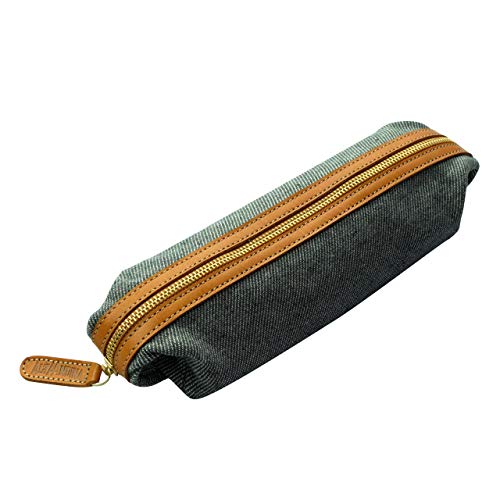 Alta Andina Eco-Friendly Pencil Pouch | Zippered Pen Case | Leather Accents (Gray)