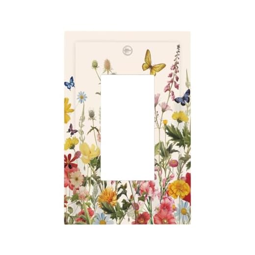 LWDZLHD Wildflower Floral Butterfly Light Switch Cover Decorative Colorful Flower Wall Plate 1 Gang Single Rocker Electrical Switchpalte Faceplate for Bathroom Kitchen Bedroom 5" x 3"
