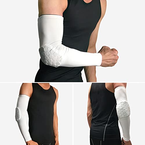 Rga Elbow Pads,Basketball Shooter Sleeves,Basketball Elbow Arm Guard Sleeve Padded Compression Protection Elbow Arm Sleeve (White, M) #TOP4