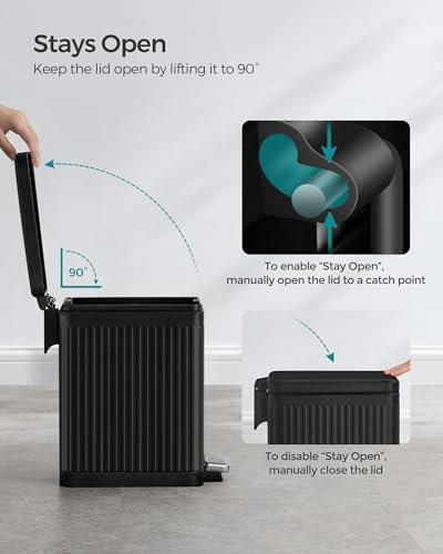 Cubo de basura para baño de acero inoxidable negro antihuellas 6
