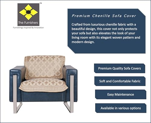 Image of Premium Chenille Woven Anti-Slip 1 Seater Sofa Cover | L-Shape Sofa Seat Protector for Living Room | Durable & Stylish Slipcover - Beige