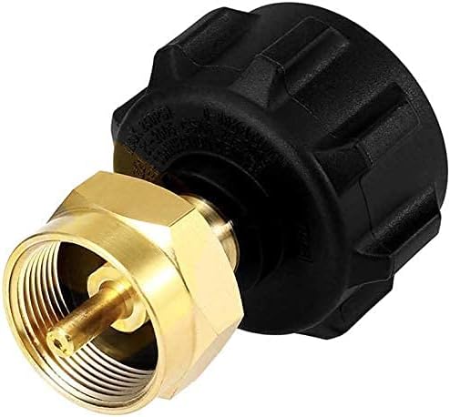 Accessoire Camping BBQ Adaptateur De Recharge Propane Avec Jauge | Convertisseur 20lb à 1lb Avec Coude 90° - Laiton Doré Recharge Bouteille Propane