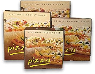 50 x Pizza Boxes Strong Corrugated Food Boxes7 inch Plain Orange Pizza Style Postal Boxes with Rear Vent Hole - Environment Friendly Food Safe Boxes