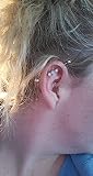 AceFun Industrialny kolczyk do piercingu typu barbell 14 G, 38 mm, stal chirurgiczna, cyrkonia, biżuteria do uszu, Stal nierdzewna, Bez kamienia