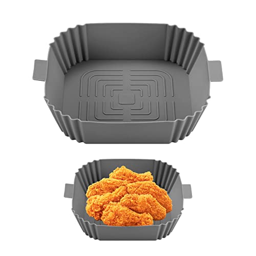 Olla de Silicona para Freidora de Aire,19,5 cm/7,7inch,Cesta de Freidora de Aire de Silicona,Bandeja para Freidora de Aire,Accesorios para Freidora de Aire,Reutilizables y Antiadherentes Cover