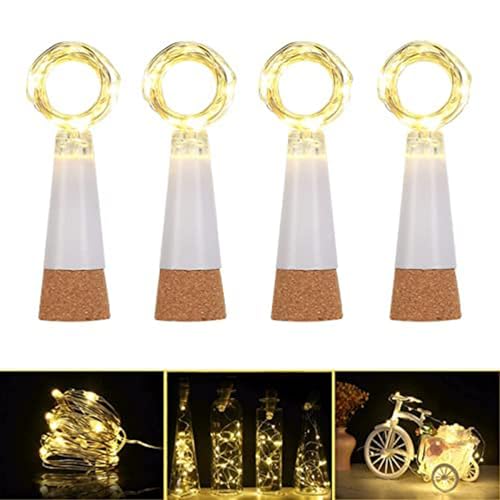 Ceepko USB Bottle Lights Rechargeable, Rechargeable Wine Bottle Lights, 15LED 59Inch Copper Wire Waterproof Fairy Cork String Lights for Party Halloween Christmas Decorations (Warm White, 4 Pack)