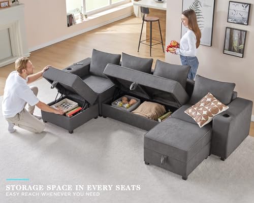 image for PaPaJet Sectional Sofa, 90 Inch Modular Sectional Sofa with 2 USB Port