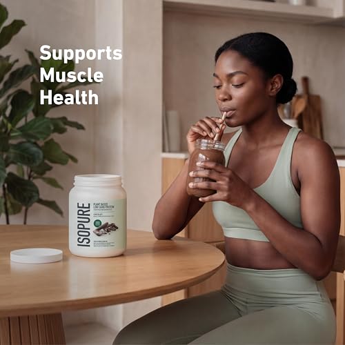 Image of Isopure Plant-Based Protein Powder - 20g Organic Pea and Rice Protein with a Complete Amino Acid Profile - Supports Muscle Recovery & Lean Nutrition, Chocolate, 20 Servings | 20g Organic Pea and Brown Rice Protein, Complete Amino Acid Profile, Supports Muscle Recovery, No Artificials