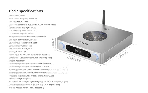 Image of FiiO K13 R2R Desktop DAC & Headphone Amp, High-Fidelity 24Bit R2R DAC, Powerful 2400mW Output, LDAC Bluetooth Streaming, Dual Power Supply, 10-Band PEQ, Balanced XLR & RCA Audio Output (Black)