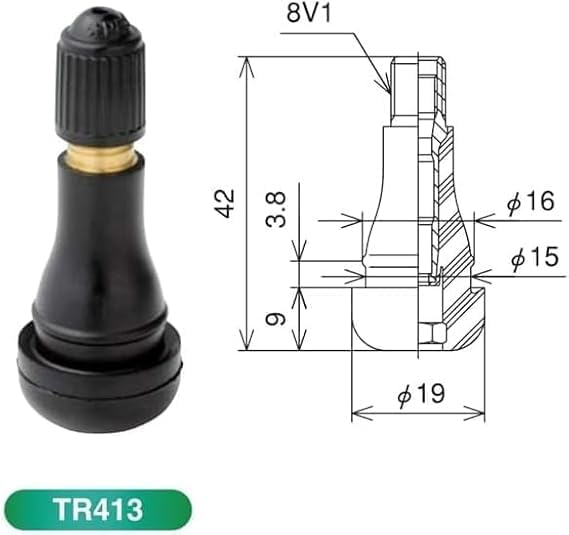 正規品 4本 セット TR413 CL 太平洋工業 チューブレスタイヤゴムバルブ 4個セット TR413CL パッキン付き 太平洋パシフィック チューブレスタイヤ用スナップインバルブ 日本製 4個 - 2