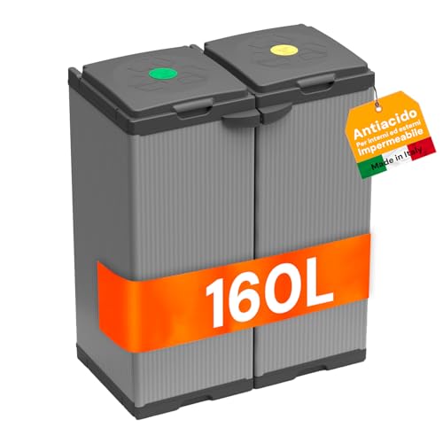 Avilia Duo 80 Premium Mülltrennbehälter für Innen und Außen, 2 Fächer à 80 l – Eleganz und Funktionalität für Küche und Büro