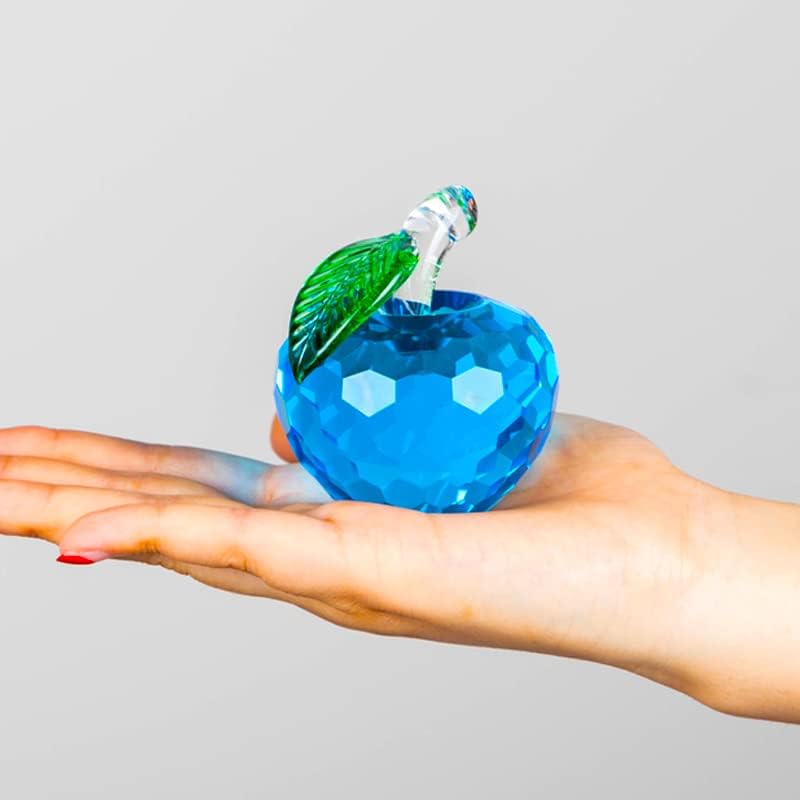 Crystal Ornament Fruits Glass Blue Fruit Figurine Handmade Art Gift for Christmas Birthday Ornament