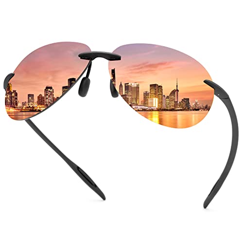 Randlose polarisierte Sport-Sonnenbrille für Männer Frauen Fahren Radfahren Laufen Angeln Golf UV-Schutz Sonnenbrille Mode Unisex Shades Retro-Brille Anti-Glare Classic Mirror Lens Eyewear Cover