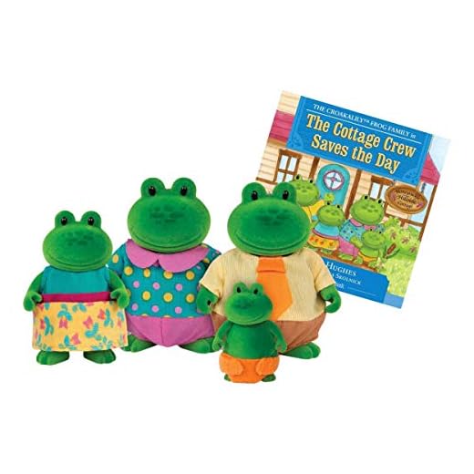Li'l Woodzeez Groda djurfamilj Croakalily – 4 mjuka djurfigurer med bildbok på engelska – leksak djur set (5 delar) leksak för barn från 3 år