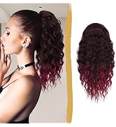 PEACOCO Ponytail Extension 16inch Long Synthetic Drawstring Ponytail Afro Curly Fluffy Pony Tail ...