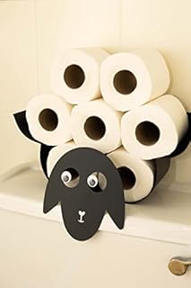 HomeZone® Black Metal Sheep Wall Mounted Animal Toilet Roll Paper Holder Bathroom Toilet Roll Storage Hold up 7 Rolls Tissue Roll Accessory Roll Holder Wall Mounted Loo Roll Novelty Bathroom Storage
