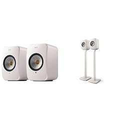 KEF LSX II Wireless HiFi Speaker System S1 Floorstand Bundle Mineral White