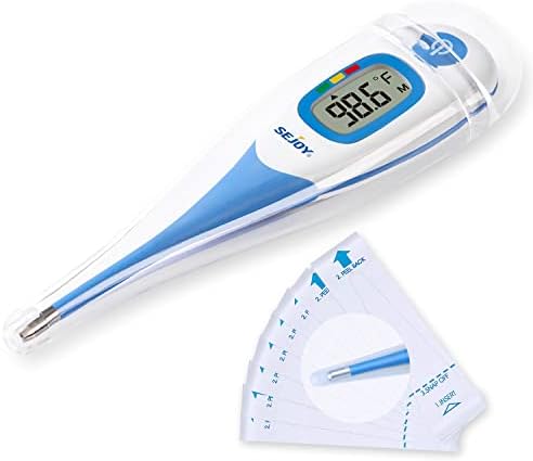 Thermometer for Adults, Kids and Baby, Digital Oral Thermometer, Underarm Thermometer, Rectal Thermometer, 5-10s Fast Reading, 3-Color Fever Alarm, Large LCD, Waterproof, for Whole Family