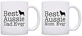 Australian Shepherd Gifts Best Aussie Mom and Dad Ever Australian Shepherd 2 Pack Gift Coffee Mugs Tea Cups White
