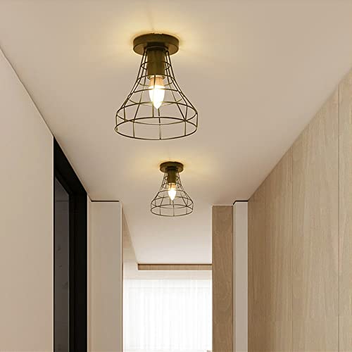 Lustre plafonnier industriel noir suspension cage pour couloir