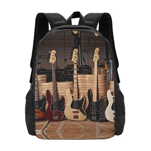 PHAYAH Guitarra, bajo, música, instrumentos musicales, patrón, casual, hombros, clásica, básica, mochila de viaje, viajes y actividades al aire libre, resistente