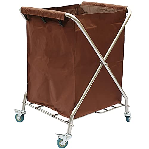Panier à linge avec roulettes chariot professionnel pliable marron pour charges lourdes