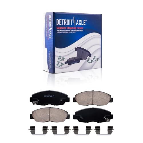 Image of Detroit Axle - 1.7L Brake Kit for 01-05 Honda Civic, Front Drilled and Slotted Disc Rotors Ceramic Brake Pads Rear Brake Drums Semi-metallic Brake Shoes 2001 2002 2003 2004 2005 Replacement