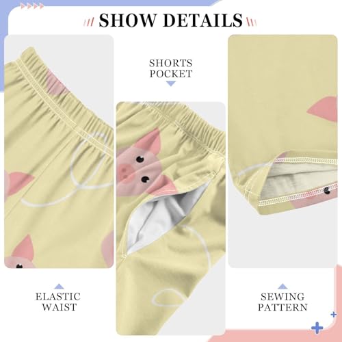 Pigs on Beige Boys Pants Boys Athletic Pants Long Pant for Boywith Pockets Wide-Leg Size 6-14Y4