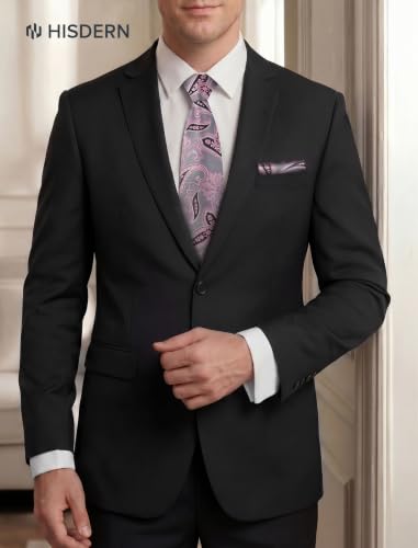 Image of HISDERN Extra Long Ties for Men Classic Floral Tie and Pocket Square Elegant Silk Necktie Handkerchief Set Wedding Party