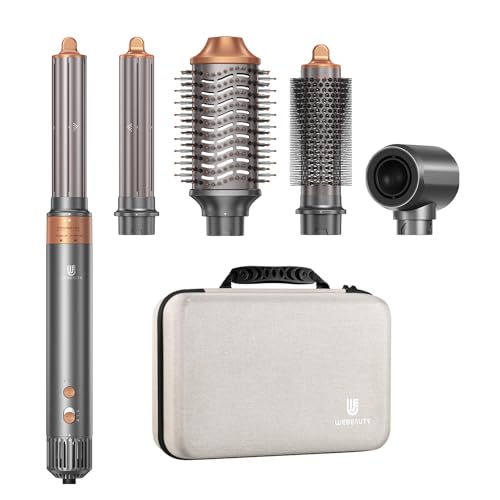 Hot Air Brush Hair Styler, 5 in 1 Hair Dryer Brush Auto Wrap Curlers Frizz-Free Styling Tool for All Hair Types Fast Drying, Curling, Smoothing, Volumizing & Straightening with Travel Storage Case