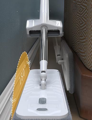 Selbstauswringender Wischmopp Komplettset mit Eimer & Auswringer – Drehfunktion zum Trocknen, Inklusive Aufbewahrungshaken, Ideal für Fliesen & Marmor, Ohne Handwäsche, 4 Wechseltücher (weiß) – Bild 3