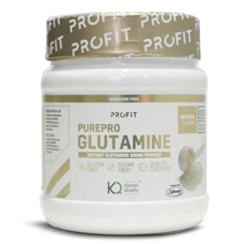 PROFIT - L-Glutamina en polvo - Calidad Kyowa - Libre de gluten - Previene la aparición de fatiga y promueve la recuperación de los tejidos musculares - Sabor Neutro - 500 gr = 100 serv.