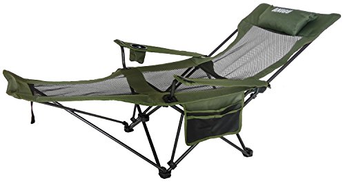ANIGU Mesh Lounge Reclining Folding Camp Chair with Footrest