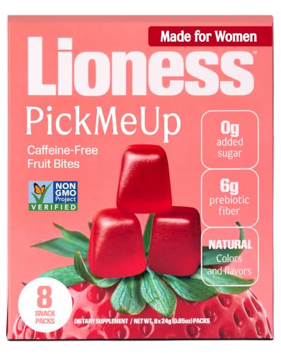 Lioness Strawberry Energy Chews Made for Women by Women, Caffeine Free, 8ct