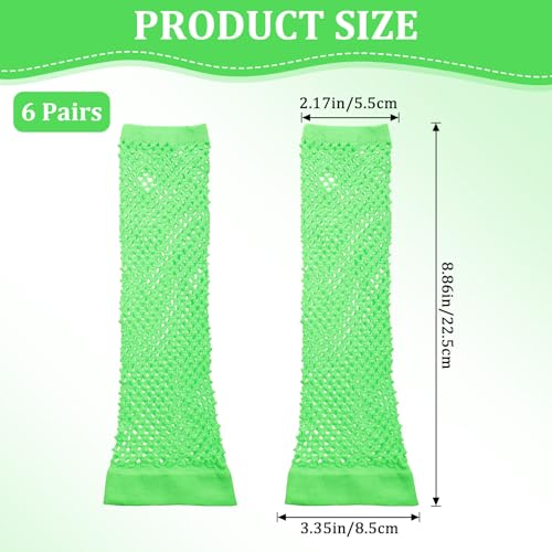 12 Pairs Neon Fishnet Gloves, Long Fingerless Arm Sleeves for Women, 80S Party Halloween Costume Accessories, Stretchy Mesh Rave Outfits for Cosplay3