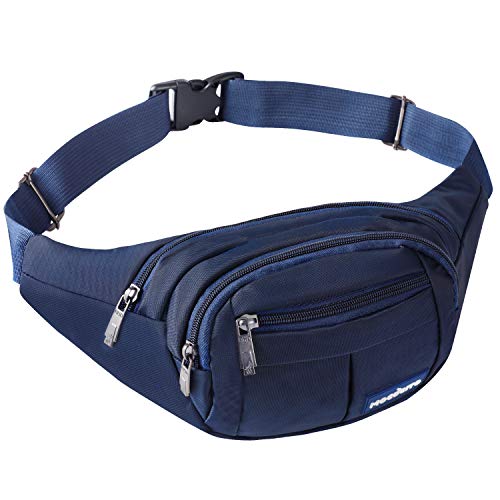 MOCOCITO Riñoneras Hombre y Mujer Impermeable con Correa Ajustable de 135 cm,Gran Capacidad para movil de 6.5´´/Llaves/Gafas/Cartera/Viajar/Correr/Moto/Bici/Acampada/Comprar [Azul]