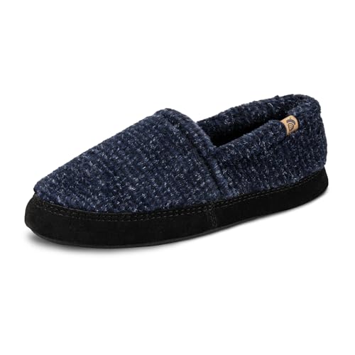 Acorn Men's Moc Slippers, Blue Check, 9-10