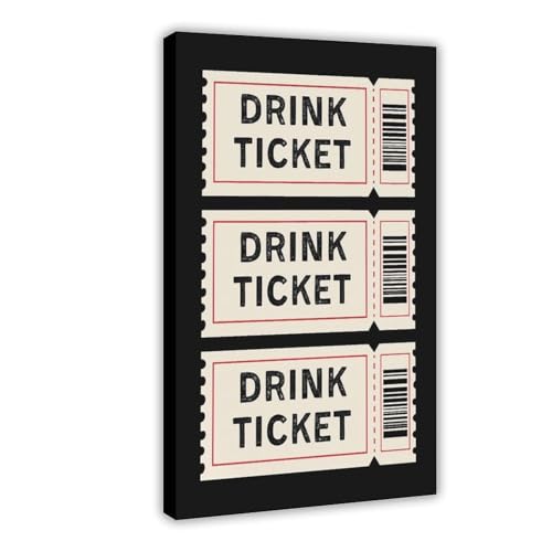 SDKAHKZO Póster de boleto de bebidas, arte de pared, carrito de bar, póster retro imprimible, lienzo, decoración de pared, pósteres para hogar, bar, restaurante, garaje, cafetería, logotipo, regalo