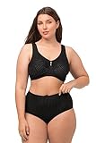 entlastende Passform Ulla Popken Damen große Größen Übergrößen Plus Size Entlastungs-BH, ohne Bügel, Strassanhänger, Cup C - G schwarz 110D 658495100-110D