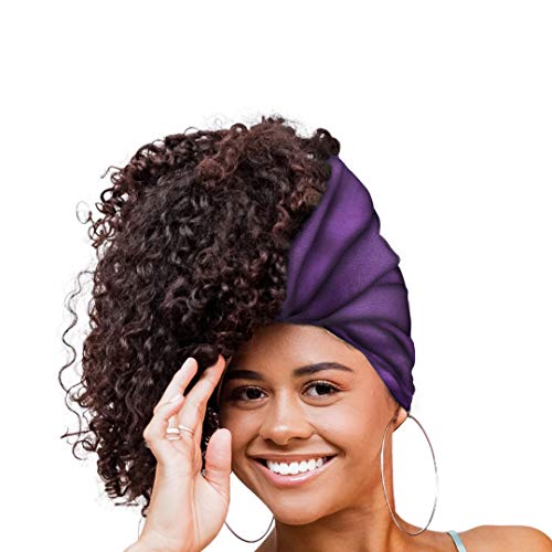 Glow By Daye Charmeuse Satin Prefolded Head Scarf, Double Layered Satin Bandana For Women, Large, Majestic Purple Luxstretch #TOP23